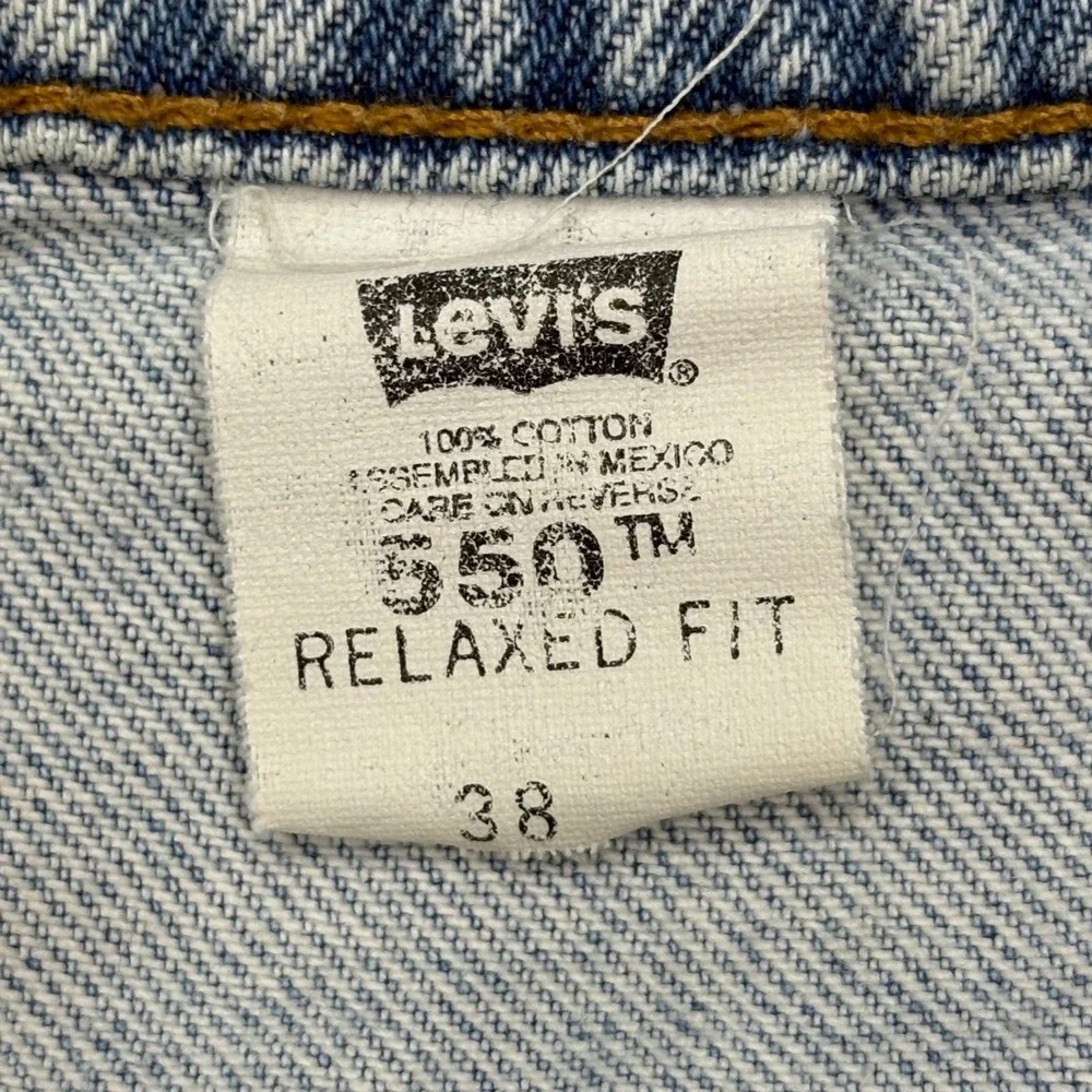 Vintage 90s Levis 550 Relaxed Fit Shorts Light Wash Orange Tab Men 38 Distresse